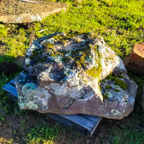 large rock covered in moss