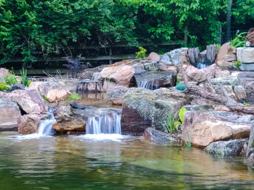 waterfall with boulders