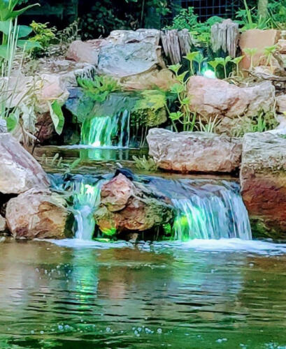 waterfall built with boulders